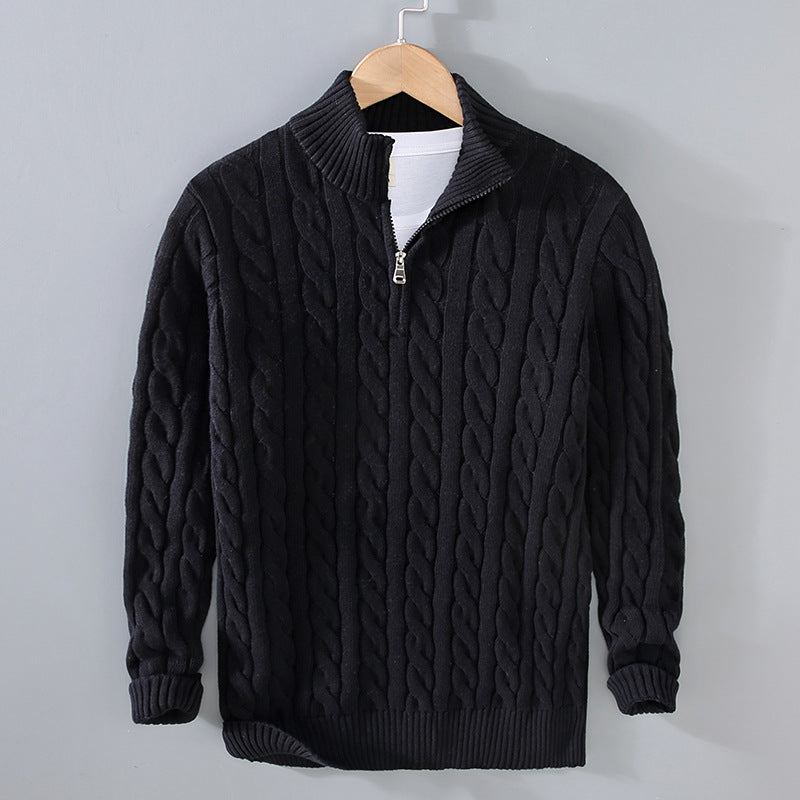 Men’s Half Zip Jumper | Modern Fit Knit with High Collar Detail