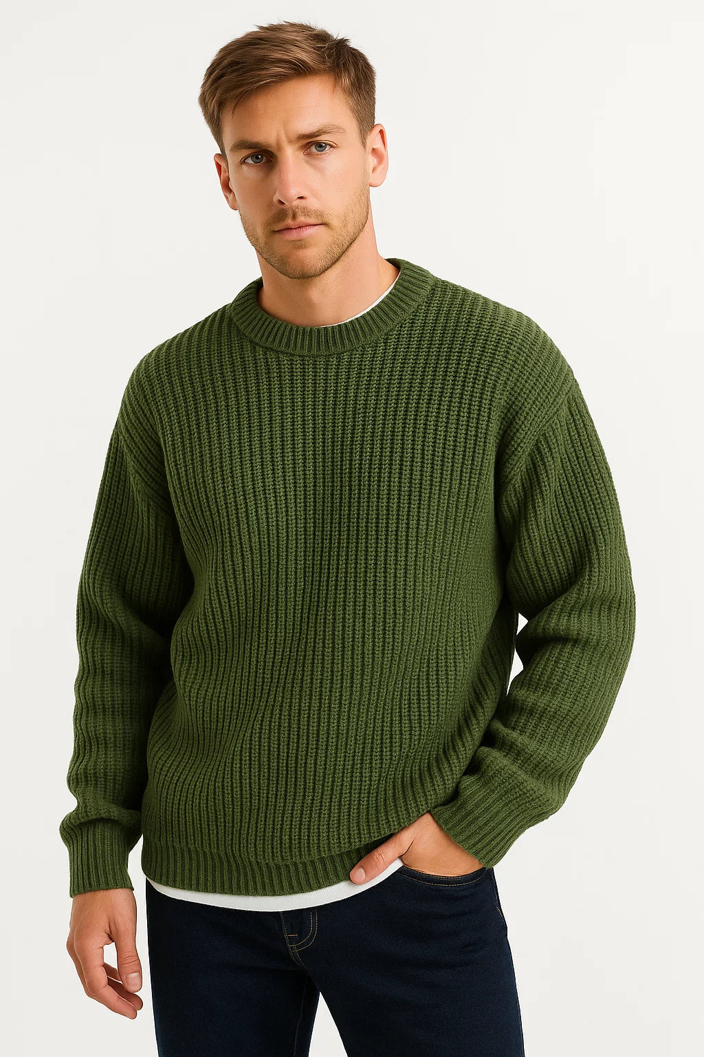 Knitted Sweater for Men | Oversized Fit & Ribbed Texture