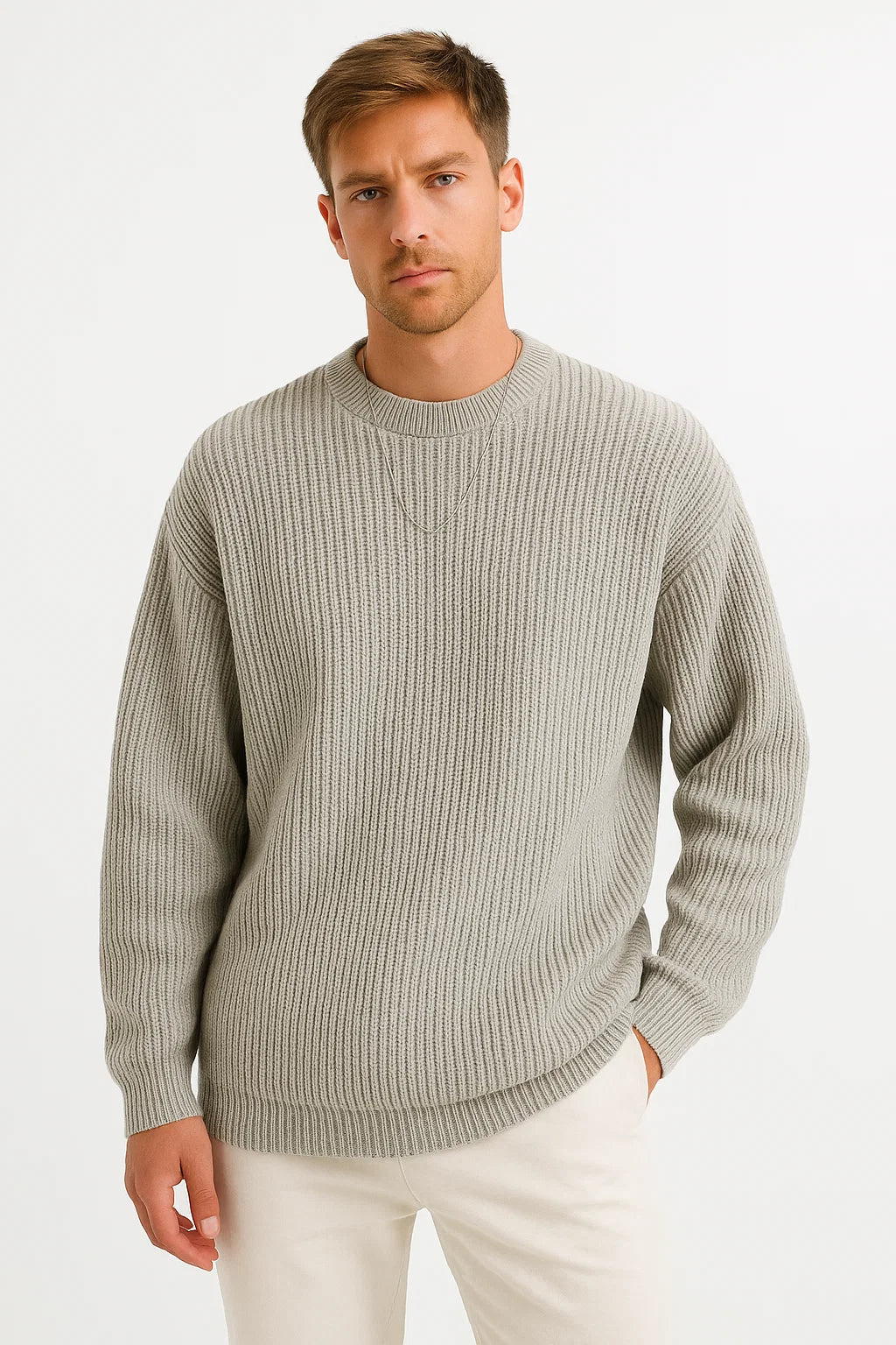 Knitted Sweater for Men | Oversized Fit & Ribbed Texture
