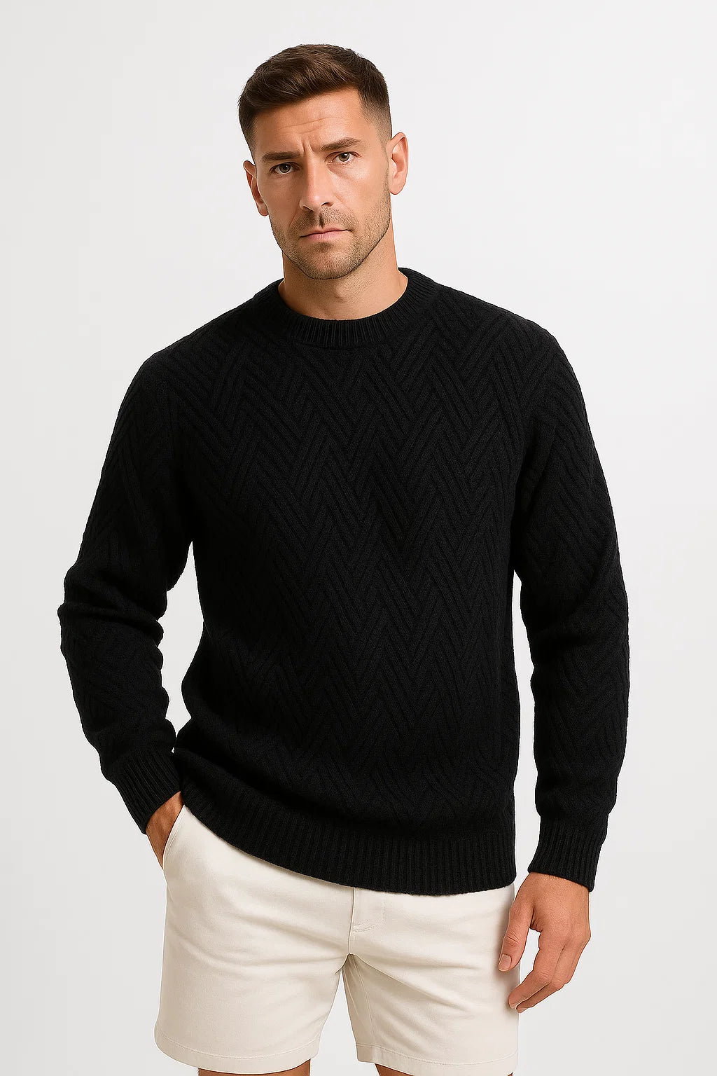 Men’s Knitted Sweater | Relaxed Fit & Ribbed Details
