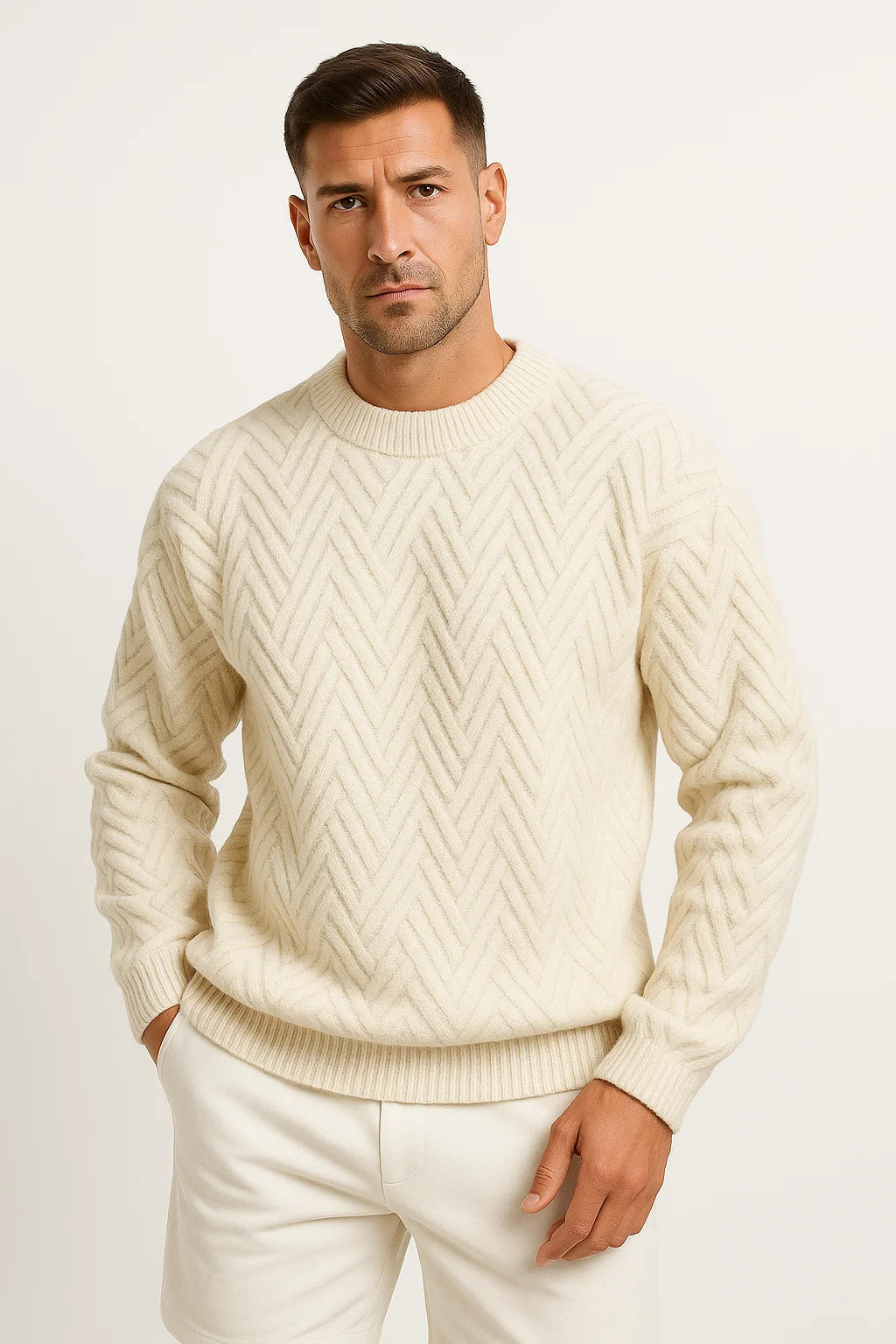Men’s Knitted Sweater | Relaxed Fit & Ribbed Details