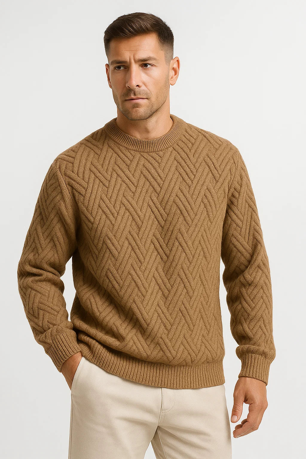 Men’s Knitted Sweater | Relaxed Fit & Ribbed Details