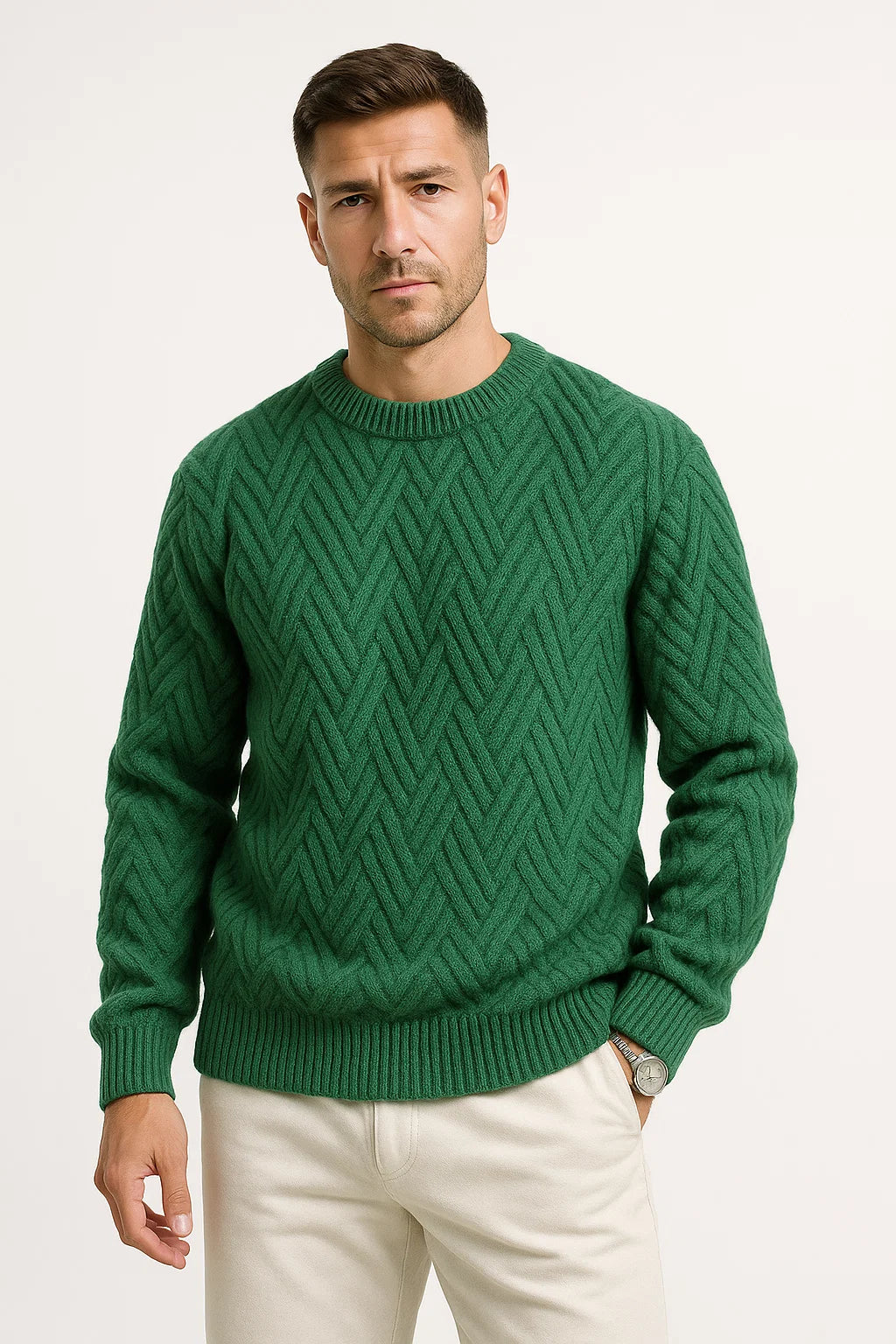 Men’s Knitted Sweater | Relaxed Fit & Ribbed Details
