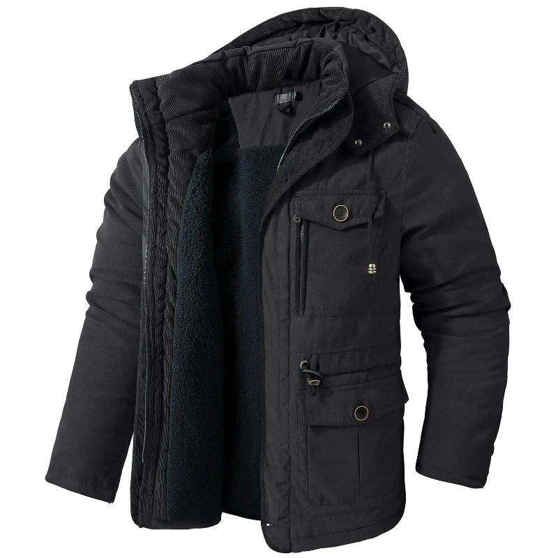 Men’s Water-Repellent Jacket | Hooded Winter Coat with Warm Lining