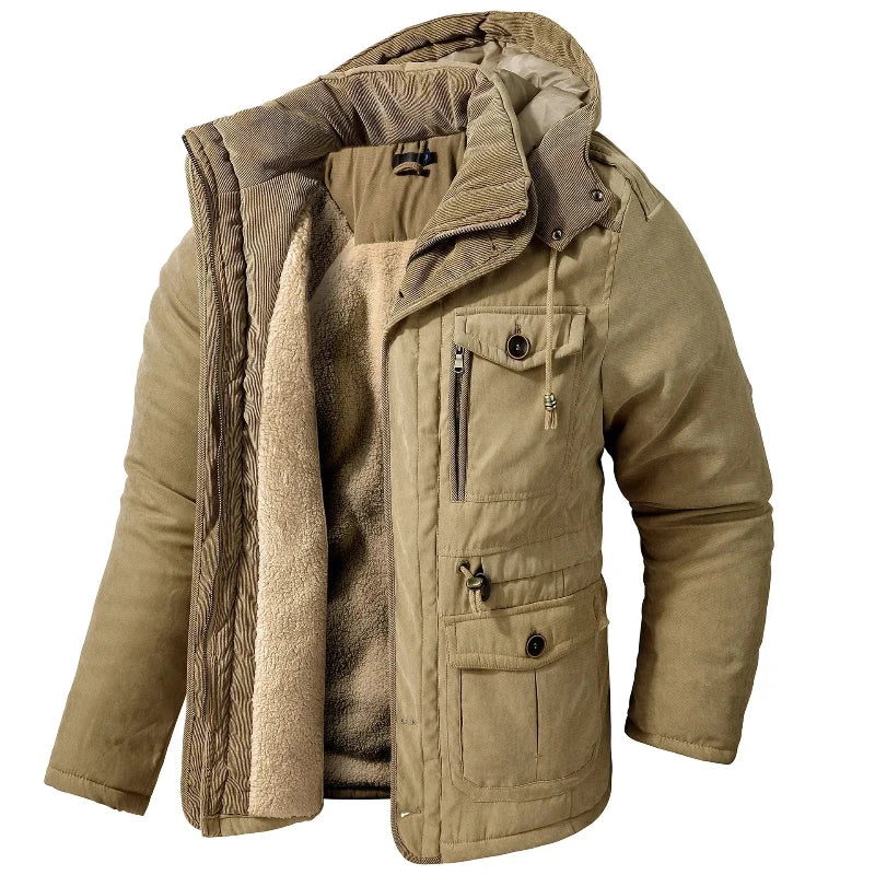 Men’s Water-Repellent Jacket | Hooded Winter Coat with Warm Lining
