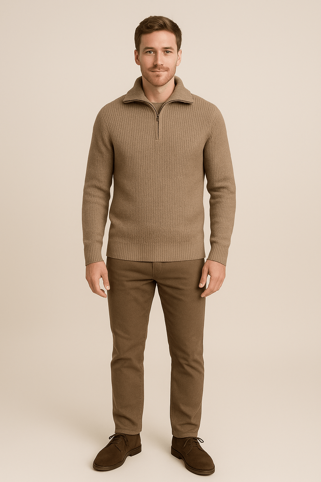 Men’s Textured Half-Zip Jumper with High Collar