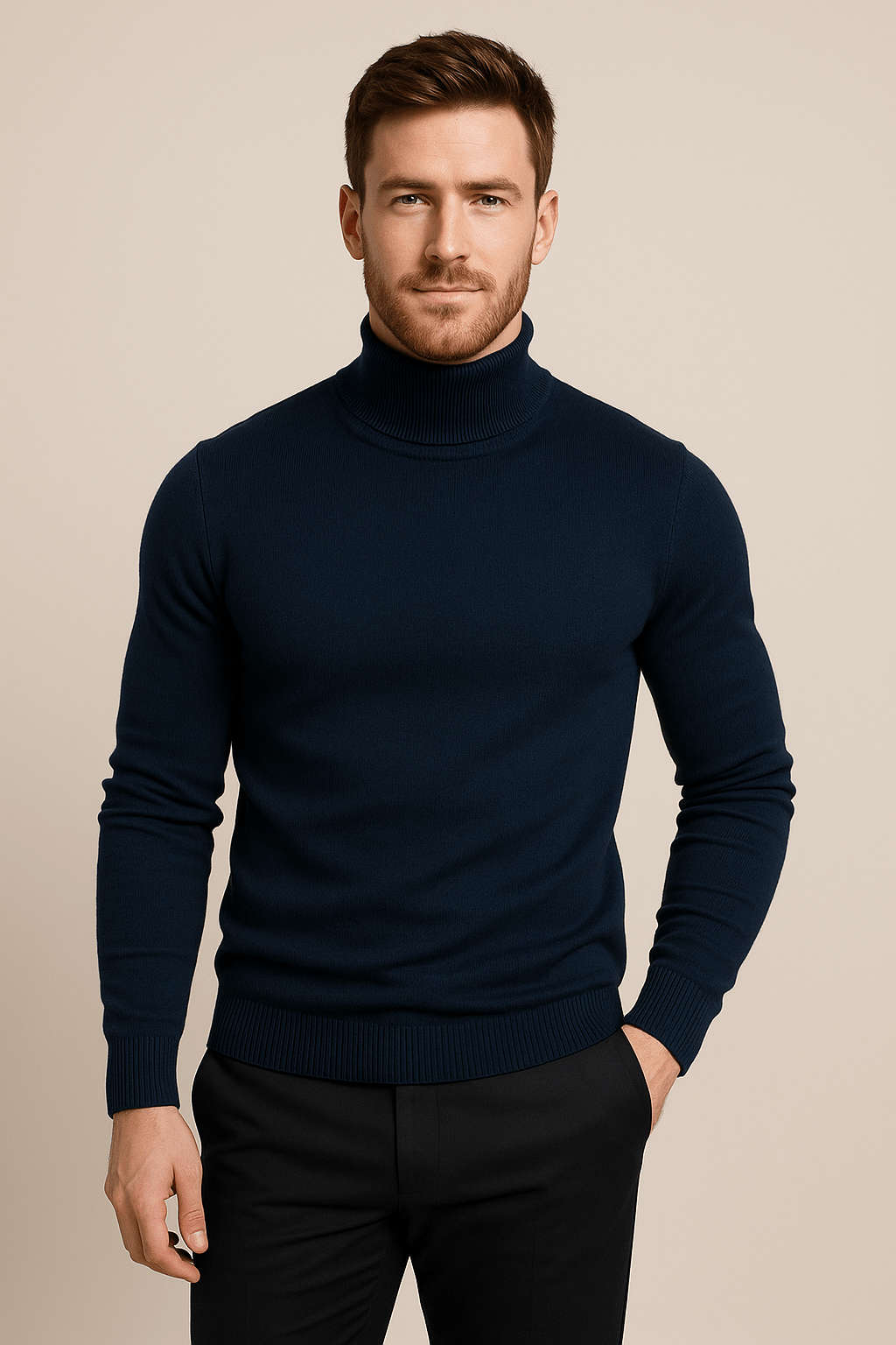 Men’s Slim Fit Turtleneck Sweater – Classic Knit Pullover