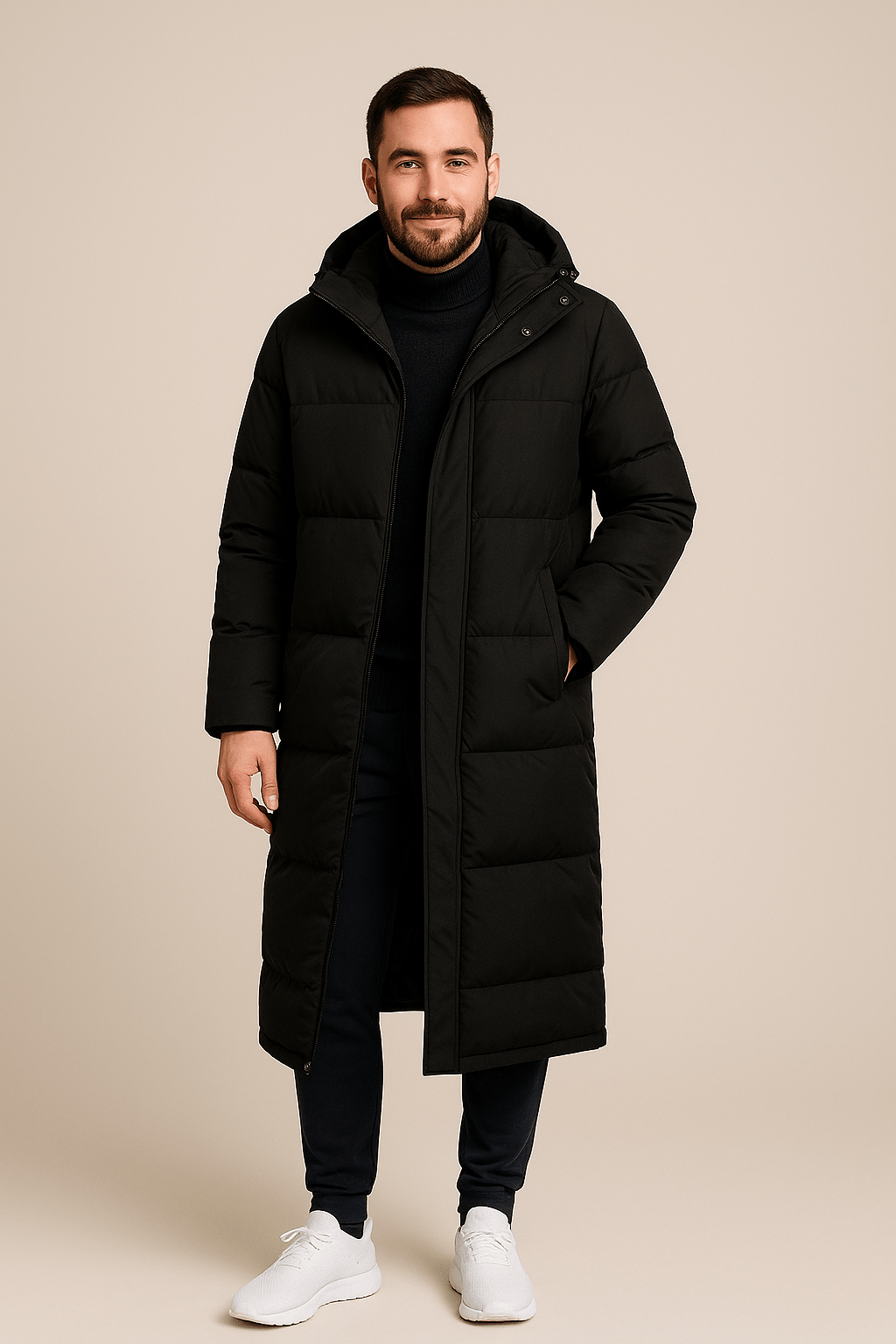Men’s Quilted Puffer Coat with Hood