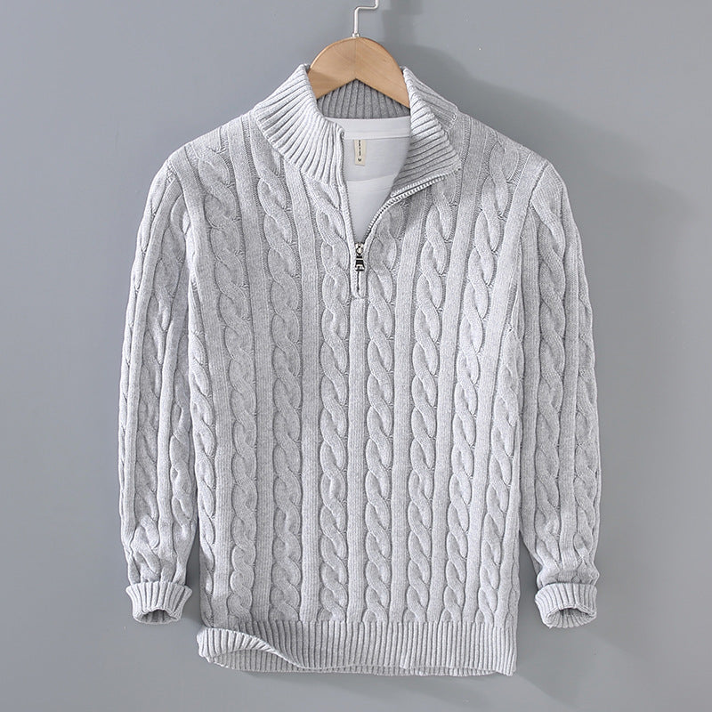 Men’s Half Zip Jumper | Modern Fit Knit with High Collar Detail