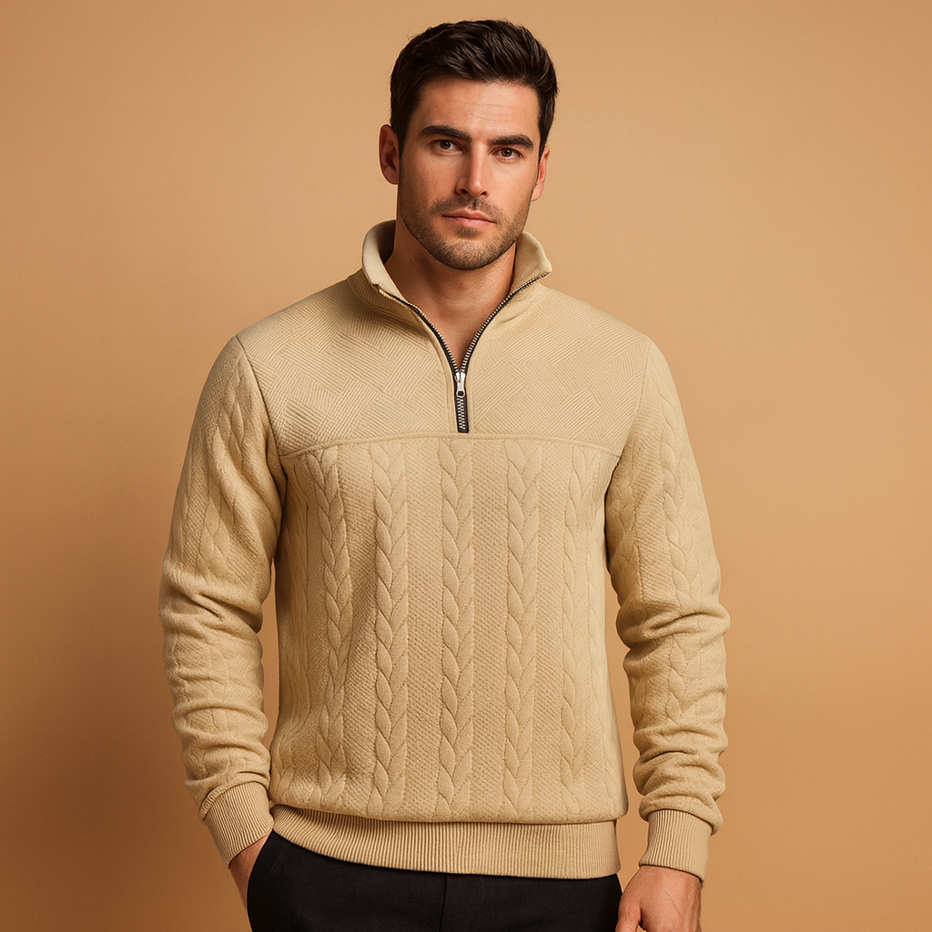 Men’s Quarter Zip Sweater – Relaxed Fit and Timeless Style