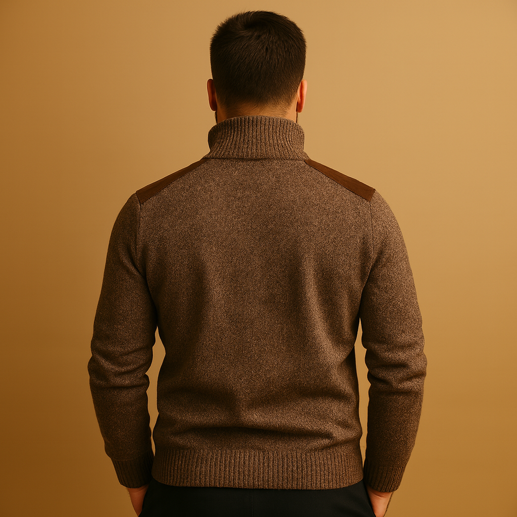 Men’s Half Zip Sweater with Collar and Chest Pocket – Warm and Versatile